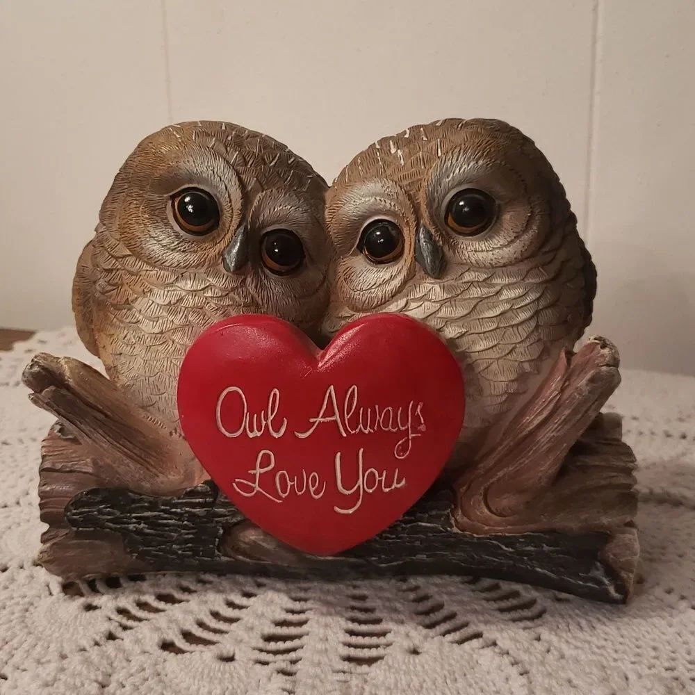 NWOT Adorable Resin "Owl Always Love You" Owl Couple Figurine